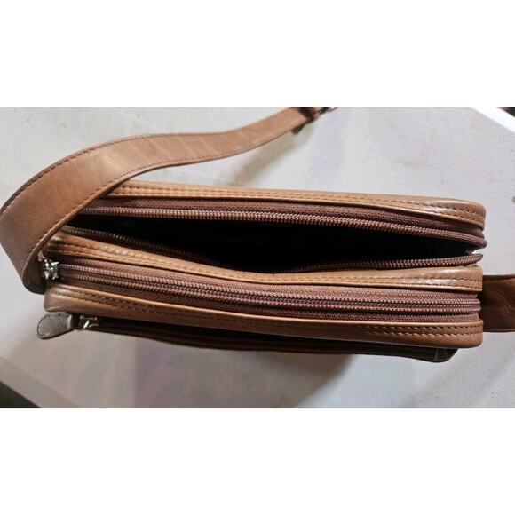 Ili Purse Genuine Leather Crossbody Purse Shoulder Bag Camel Brown - Picture 6 of 7